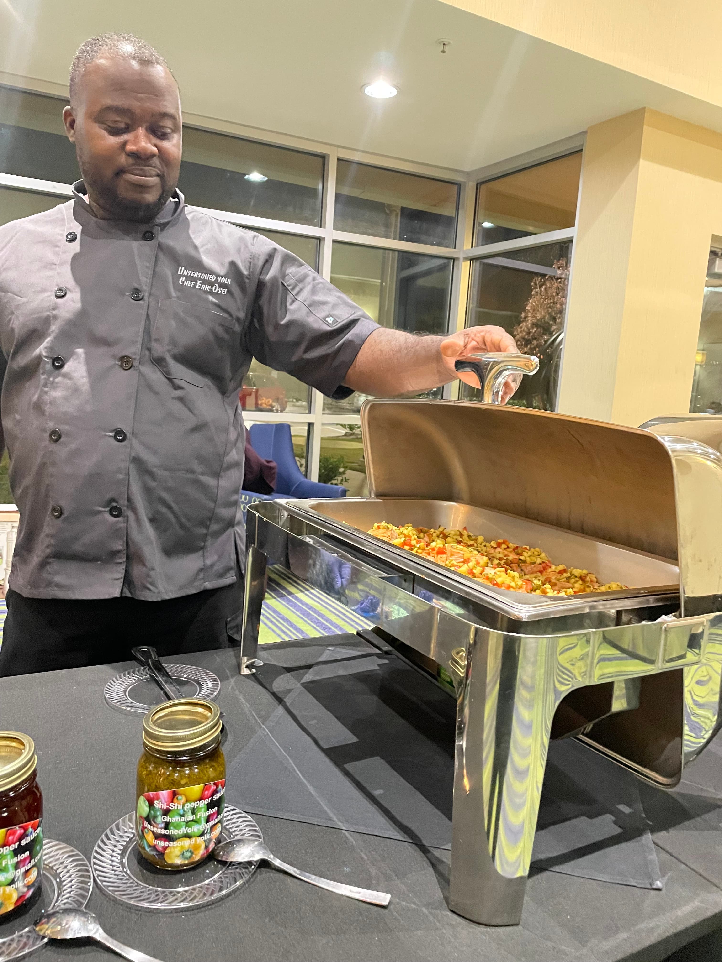 Chef Eric serving a catered event